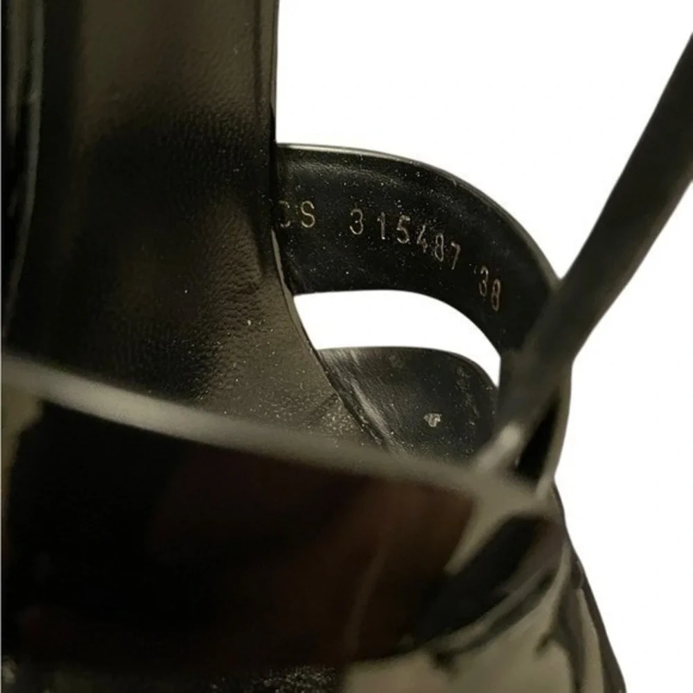 Saint Laurent Women's Nero Leather Vitello Vernice Soft Heels Size EU38 (US 8)‎ - Picture 13 of 15
